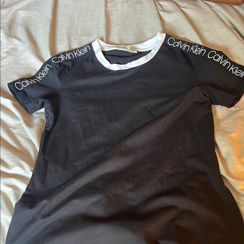 Calvin Klein Black T-shirt dress with White Accents size small new